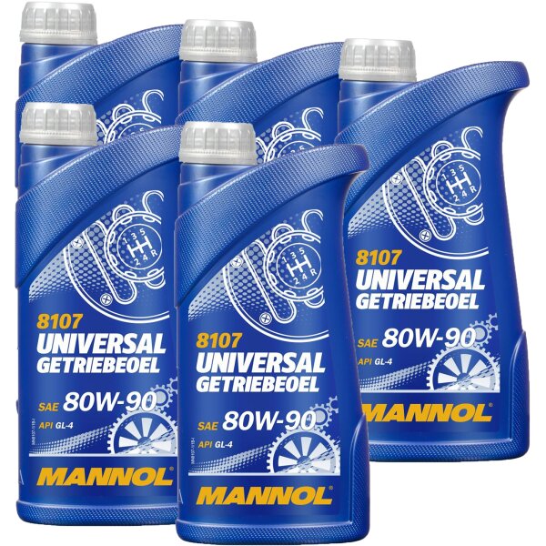 5x MANNOL Universal Getriebeöl 80W-90 API GL 4, 1L