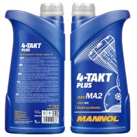 5x MANNOL 4-Takt Plus Motorrad Öl API SL, 1L