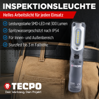 4x TECPO LED Akku Handlampe 300 Lumen + USB Kabel