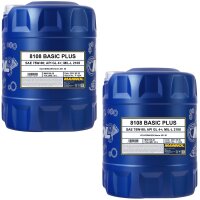 2x MANNOL Basic Plus, Getriebeöl, 75W-90 API GL 4+, 20L