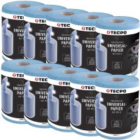 10x TECPO Putzrolle blau 2-lagig, 23x30 cm, MINI-300