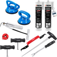 TECPO Windschutzscheibe-Reparaturset + 2x BGS Gummisauger...