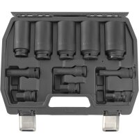 TECPO 1/2" Kraft-Steckschlüssel- und Bit-Satz, CR-MO Einsätze, Zwölfkant, Innensechskant und XZN für Antriebswellen- und Fahrwerksarbeiten
