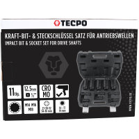 TECPO 1/2" Kraft-Steckschlüssel- und Bit-Satz, CR-MO Einsätze, Zwölfkant, Innensechskant und XZN für Antriebswellen- und Fahrwerksarbeiten