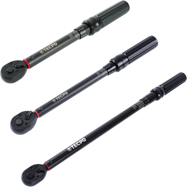TECPO Drehmomentschlüssel 1/4" 5-25 Nm + 3/8" 10-60 Nm + 1/2" 60-330 Nm