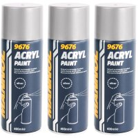 3x MANNOL Acryl Paint Silver, 400 mL