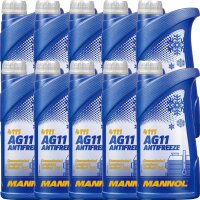 10x MANNOL Antifreeze AG11 (- 40°C) Blau, 1L
