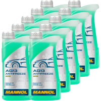 10x MANNOL Hightec Antifreeze AG13 -40°C, Grün, 1L