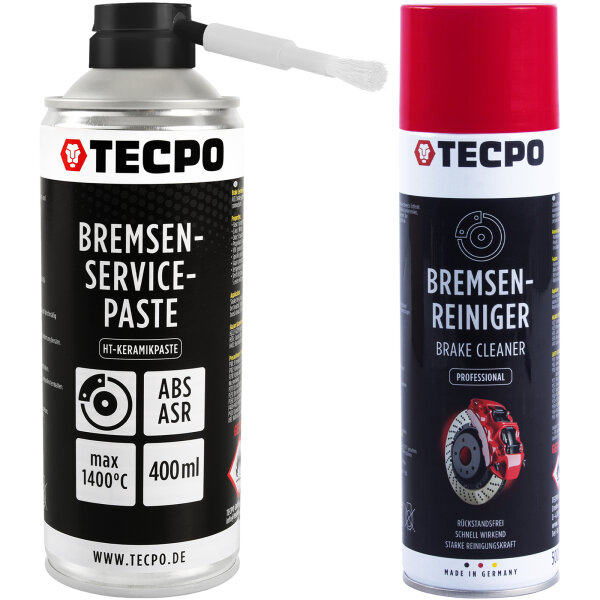 TECPO Bremsen-Servicepaste Schmierfett Bremsenpaste 400 ml + Bremsenreiniger Universal Reiniger, 500 ml