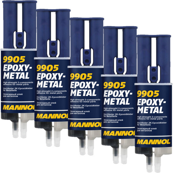 5x MANNOL 2K-Kleber für Metall Epoxidkleber, 30g