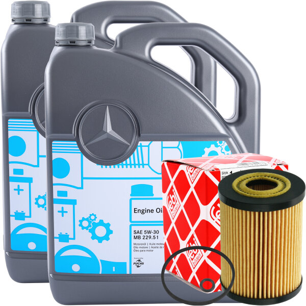FEBI BILSTEIN Ölfilter + 5W-30 Mercedes Benz Motoröl MB 229.51, 10 Liter