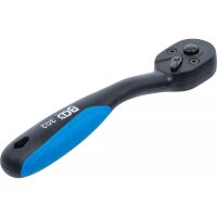 TECPO Steckschlüssel Satz, tief, 1/4 Zoll, 4-13 mm, 11-tlg. + BGS Umschaltknarre, kunststoff-ummantelt | Abtrieb Außenvierkant 6,3 mm (1/4")