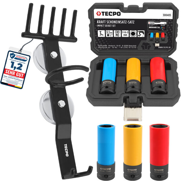 TECPO Druckluft Magnethalter für Hebebühne + Schoneinsätze 17-19-21 mm
