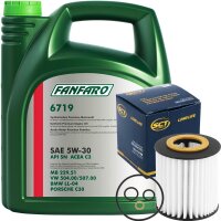 SCT Germany Ölfilter + FANFARO 5W-30 BMW LL-04, 5 Liter
