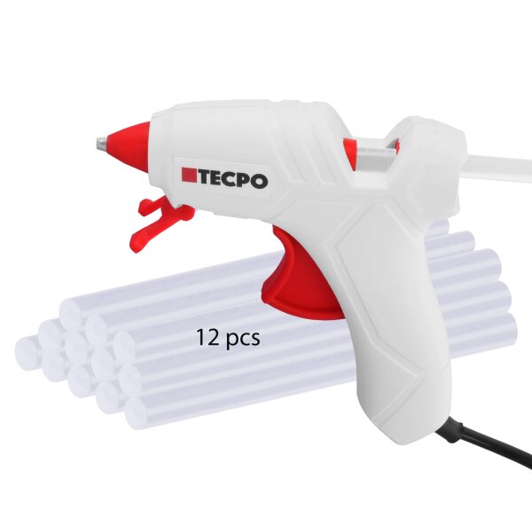 TECPO Mini-Heißklebepistole 12W + 12x Klebesticks-Ø 7,2 mm