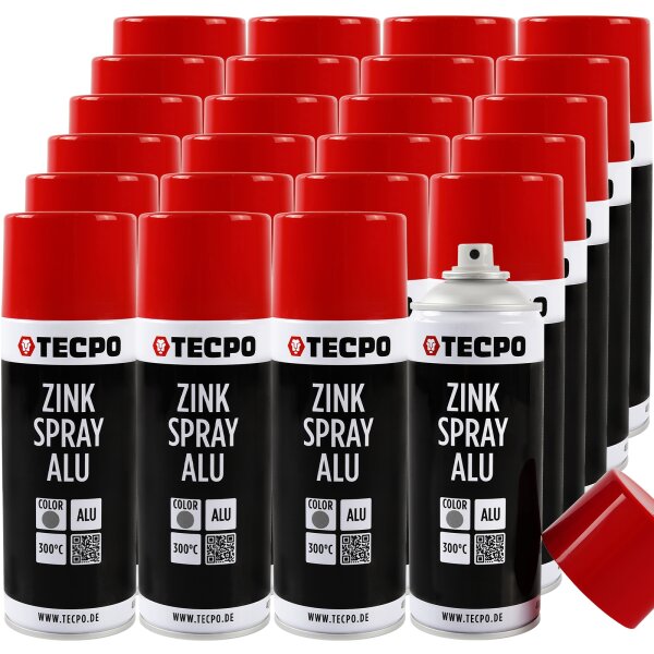 24x TECPO Zink Spray ALU Hell 400 ml bis 300°C Grundierung Rostschutz Korrosionsschutz