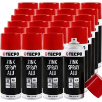 24x TECPO Zink Spray ALU Hell 400 ml bis 300°C...