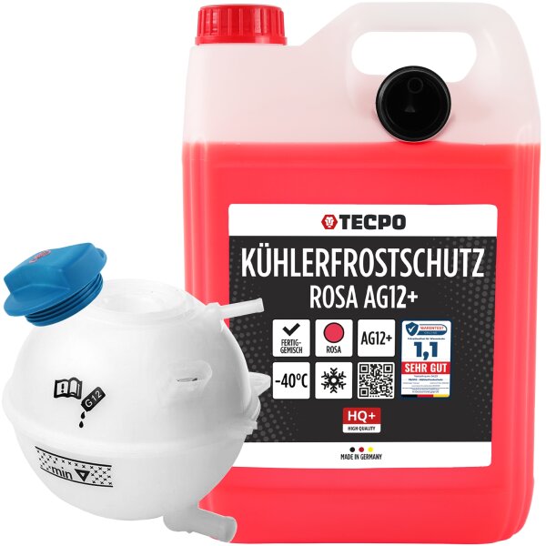 Ausgleichsbehälter, Kühlmittel + TECPO Kühlerfrostschutz G12+ 5 Liter