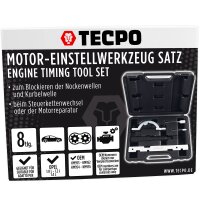TECPO Motor Einstellwerkzeug Satz + BGS Nockenwellen Arretierung für Opel 1.0, 1.2 und 1.4L