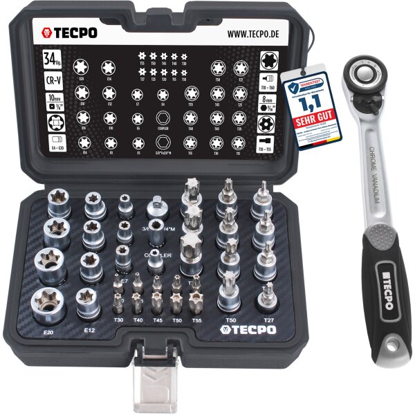 TECPO Steckschlüssel Satz T-Profil + 3/8 Ratsche