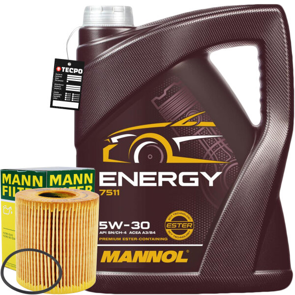 MANN-FILTER  Ölfilter + 5 Liter Mannol Motoröl 5W-30