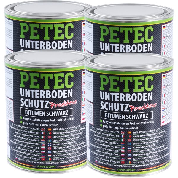 4x PETEC Unterbodenschutz Bitumen schwarz, 1 L