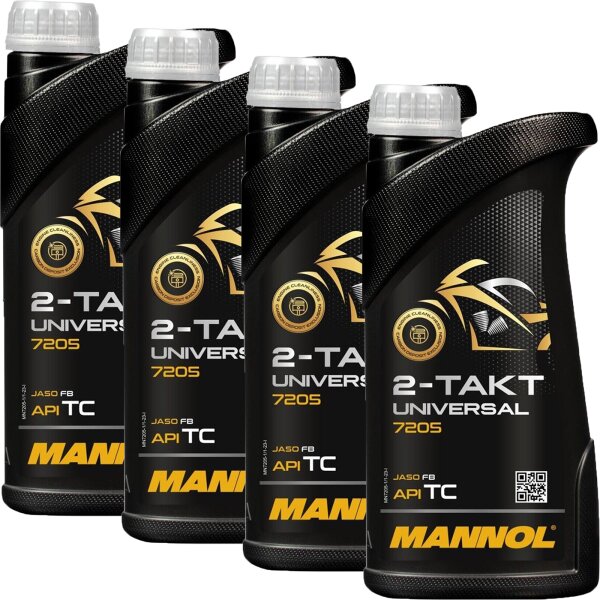 4x MANNOL 2-Takt Universal Motorradöl API TC, 1L