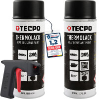 2x TECPO Thermolack Auspufflack Ofenlack 800°C...
