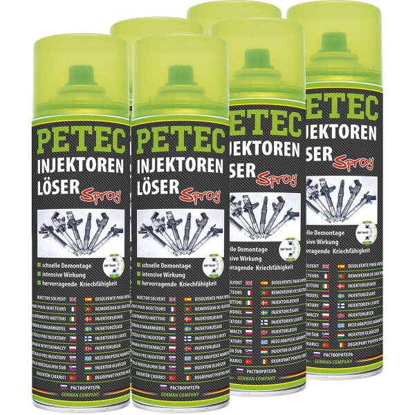 6x PETEC Injektorenlöser Spray, 500 ml