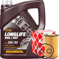 FEBI Ölfilter + MANNOL Longlife 504 507.00 5W-30, 5L