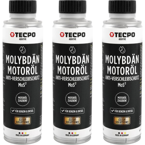 TECPO Anti-Reibung-Verschleißschutz ESTER Molybdän Additiv für Motoröl und Getriebeöl 3x300 ml