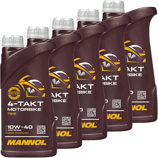 5x MANNOL 10W-40 ESTER Technology 4-Takt Motorbike, 1L