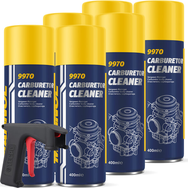 6x MANNOL Vergaser Reiniger Drosselkappenreiniger, 400ml + Sprühpistole