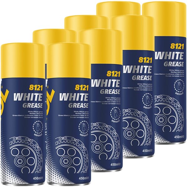 8x MANNOL 8121 White Grease Schmierung, 450 ml