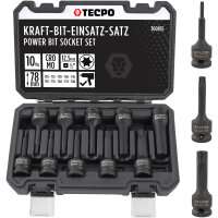 TECPO Kraft-Bit-Einsatz-Satz | T20-T80 | 10-tlg. + Kraft Adaptersatz, 6-teilig