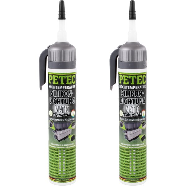 2x PETEC Hochtemperatur-Silikondichtung, dauerelastisch schwarz, 200 ml
