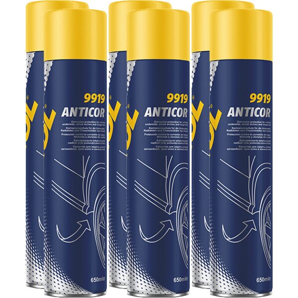 6x MANNOL Unterbodenschutz schwarz Spraydose, 650 ml
