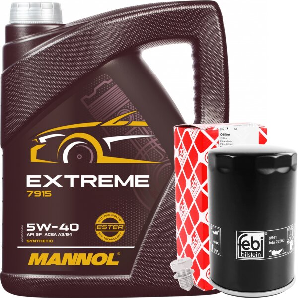 FEBI BILSTEIN Ölfilter + Schraube + MANNOL Extreme 5W-40, 5 Liter