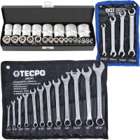 TECPO Zoll Werkzeug Nüsse 24-teilig+ Maulringschlüssel + BGS Doppel-Ringschlüsselsatz