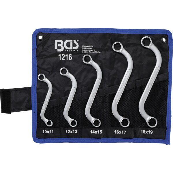 BGS Doppel-Ringschlüssel-Satz | S-Form | SW 10 x 11 - 18 x 19 mm | 5-tlg.