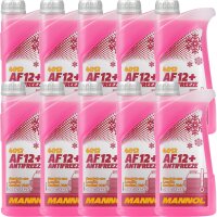 10x MANNOL Longlife Kühlerfrostschutz AF12+, 1 Liter
