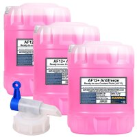 3x MANNOL Longlife Kühlerfrostschutz AF12+, 20L + Hahn