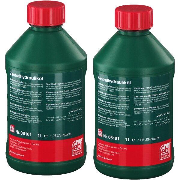2x FEBI BILSTEIN 06161 Zentralhydrauliköl Servoöl grün, 1 Liter