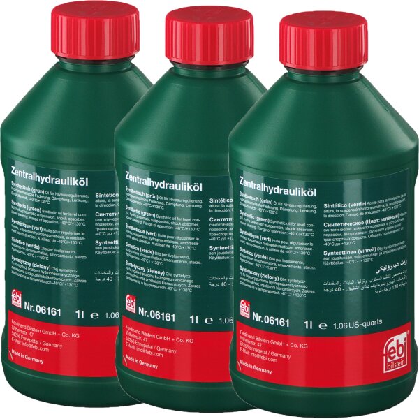 3x FEBI BILSTEIN 06161 Zentralhydrauliköl Servoöl grün, 1 Liter