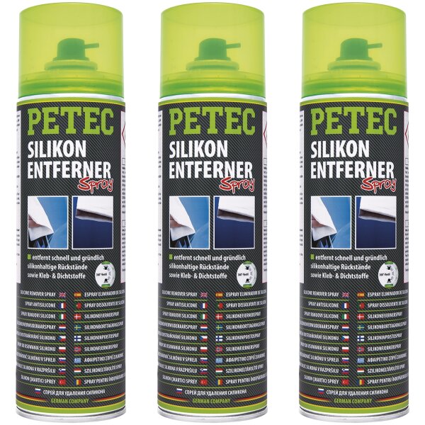 3x PETEC Silikonentferner Spray, 500 ml