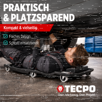 TECPO KFZ Werkstattrollbrett Rollliege 360° drehbar mit 300kg Tragkraft und Kopfstütze + Schraubendreher-Satz, 6-tlg.