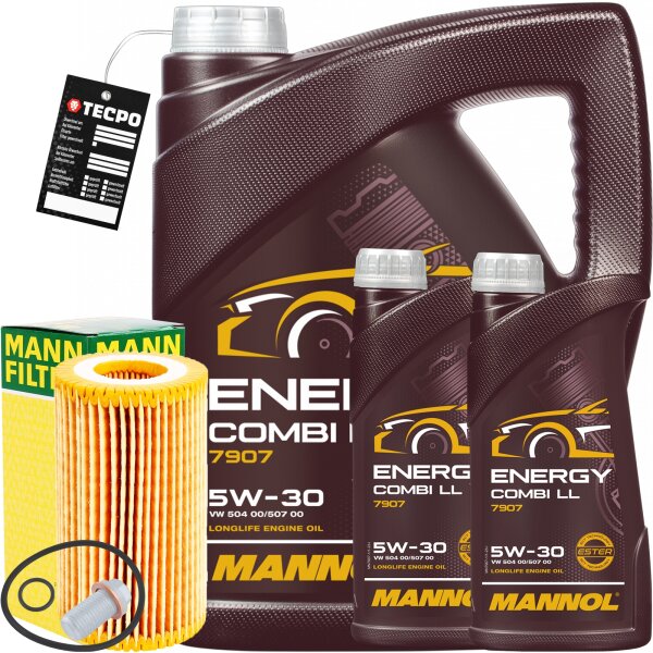 Mann-Filter Ölfilter + MANNOL Energy Combi LL 5W-30 API SN/CF, 7 Liter