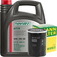 MANN-FILTER Ölfilter + FANFARO 5W-30, 5 Liter