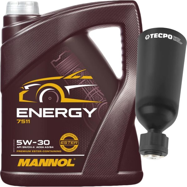 MANNOL 5W-30 ENERGY, 5 L + TECPO Öl Einfülltrichter, 2 L