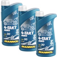 3x MANNOL 4-TAKT AGRO SAE 30, 1L